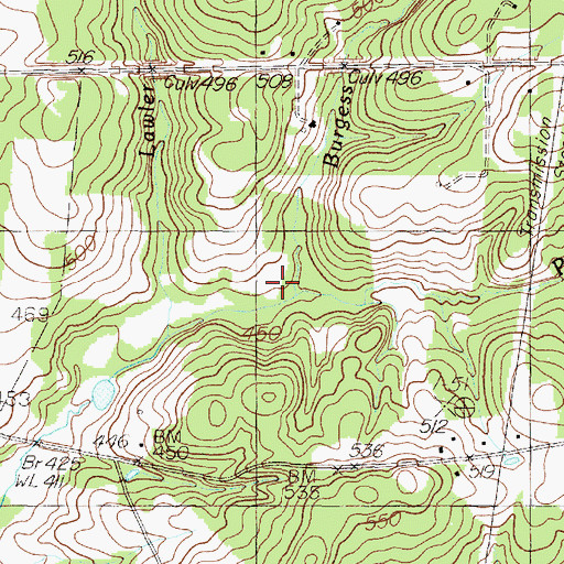 Topographic Map of Parker Branch, TX