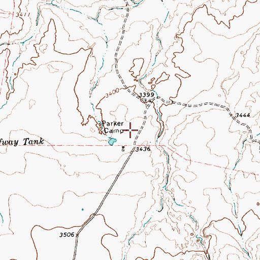 Topographic Map of Parker Camp, TX