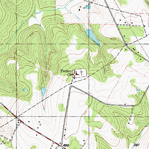 Topographic Map of Parker Cemetery, TX