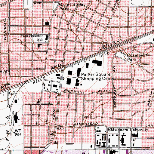Topographic Map of Parker Square Shopping Center, TX