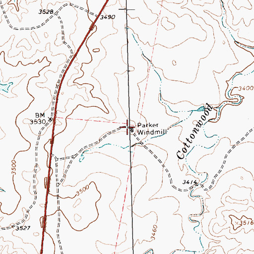 Topographic Map of Parker Windmill, TX