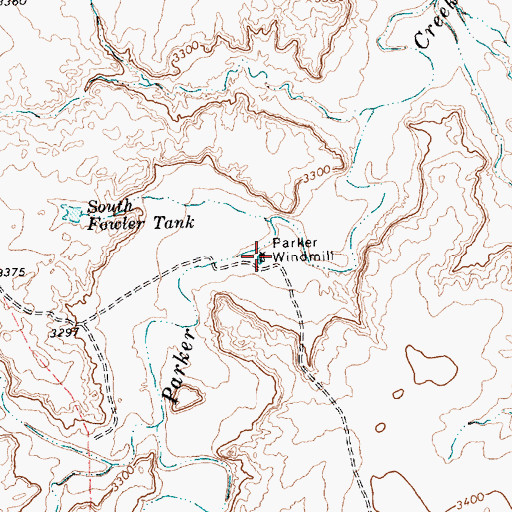 Topographic Map of Parker Windmill, TX