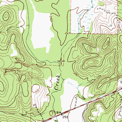 Topographic Map of Parks Branch, TX