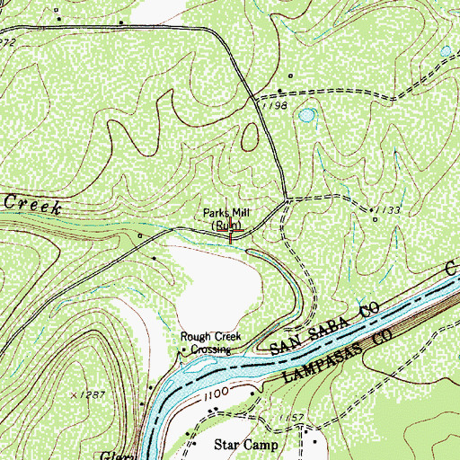 Topographic Map of Parks Mill, TX