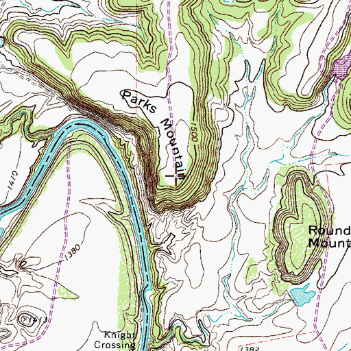 Topographic Map of Parks Mountain, TX