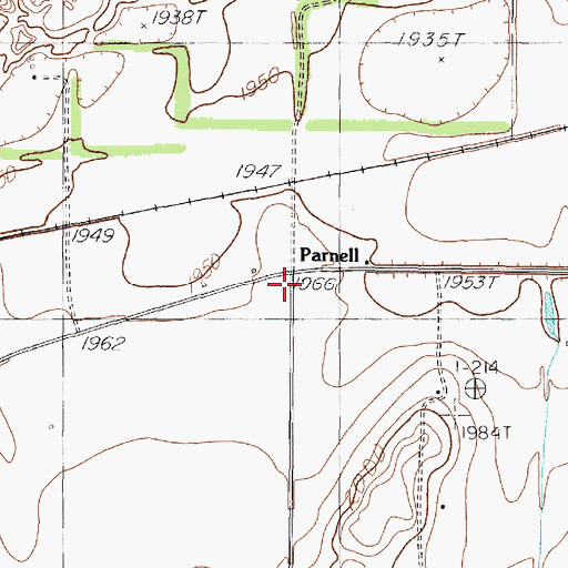 Topographic Map of Parnell, TX