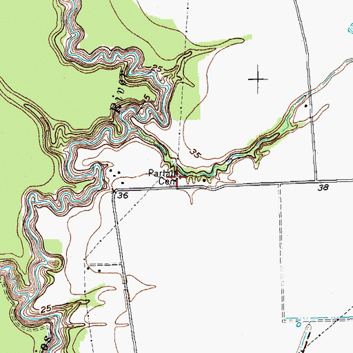 Topographic Map of Partain Cemetery, TX