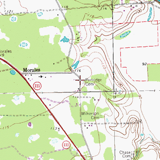 Topographic Map of Partridge Cemetery, TX