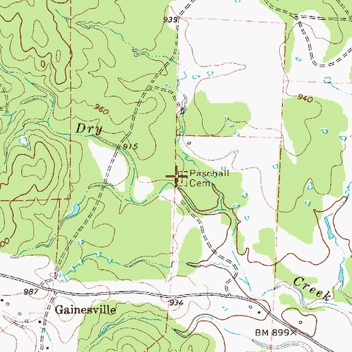 Topographic Map of Paschall Cemetery, TX