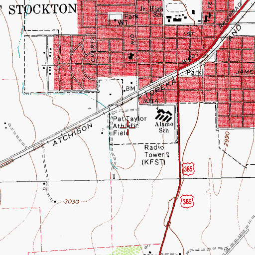 Topographic Map of Pat Taylor Athletic Field, TX