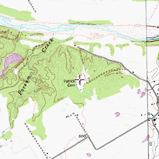 Topographic Map of Patrick Cemetery, TX