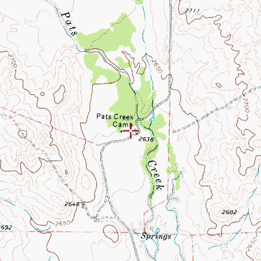 Topographic Map of Pats Creek Camp, TX