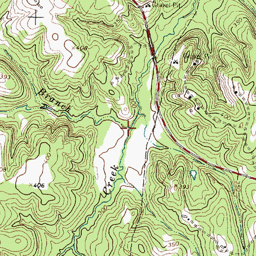 Topographic Map of Patterson Branch, TX