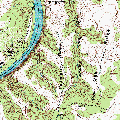 Topographic Map of Patterson Ridge, TX