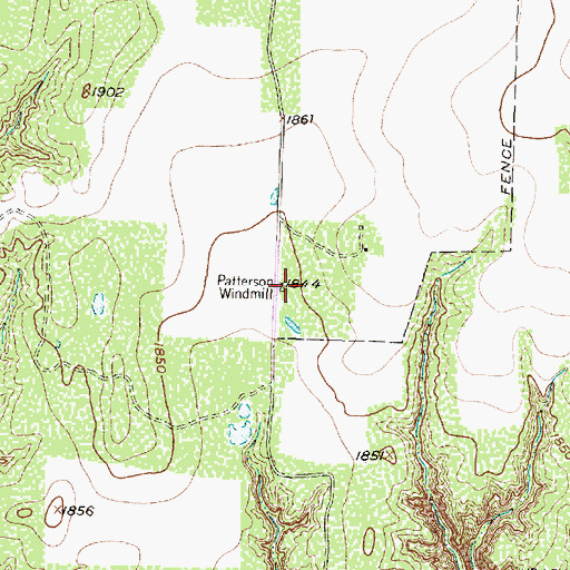Topographic Map of Patterson Windmill, TX