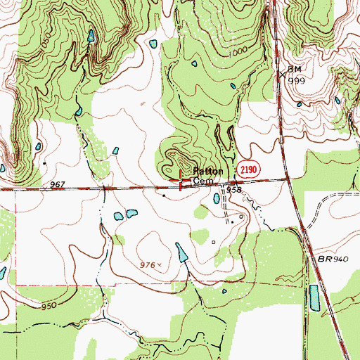 Topographic Map of Patton Cemetery, TX