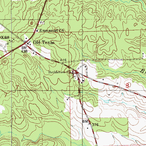 Topographic Map of Bethlehem Methodist Church, AL