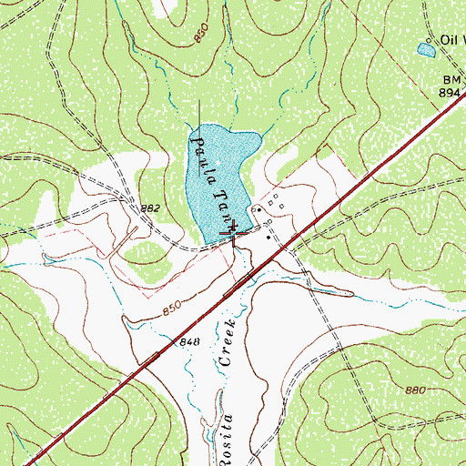 Topographic Map of Paula Tank, TX