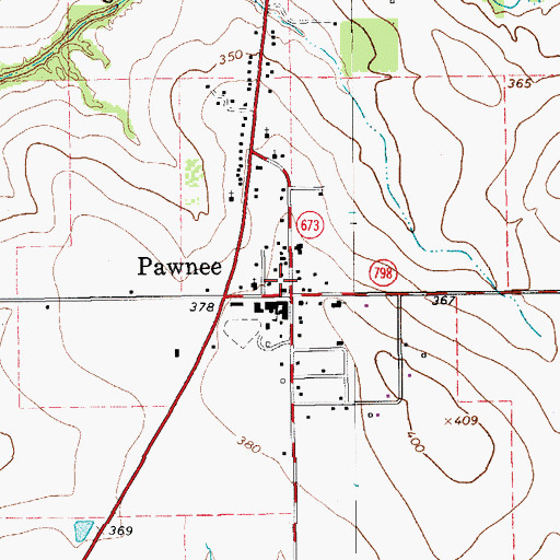 Topographic Map of Pawnee, TX
