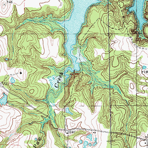 Topographic Map of Pawpaw Creek, TX