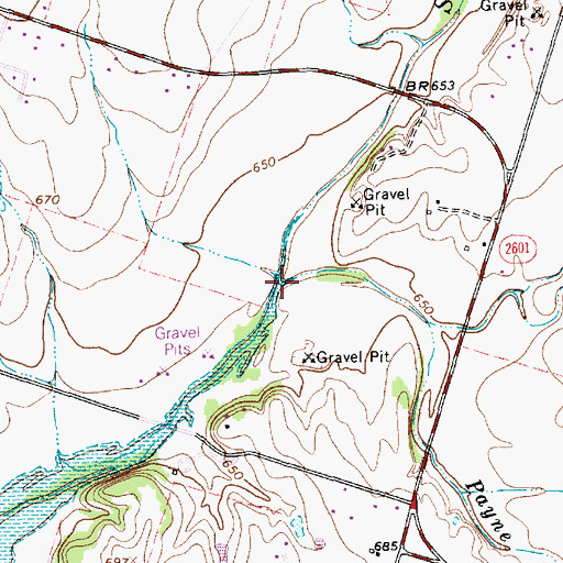 Topographic Map of Payne Branch, TX