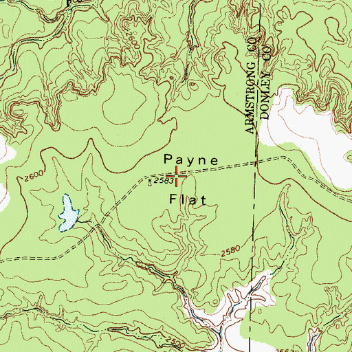 Topographic Map of Payne Flat, TX