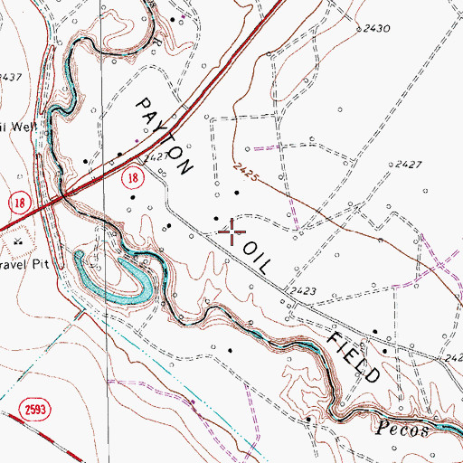 Topographic Map of Payton Oil Field, TX