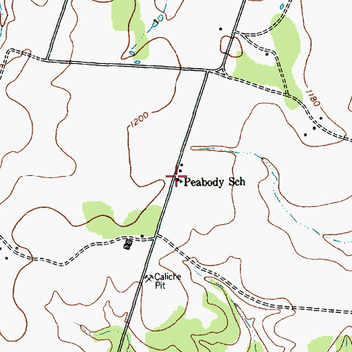 Topographic Map of Peabody School, TX