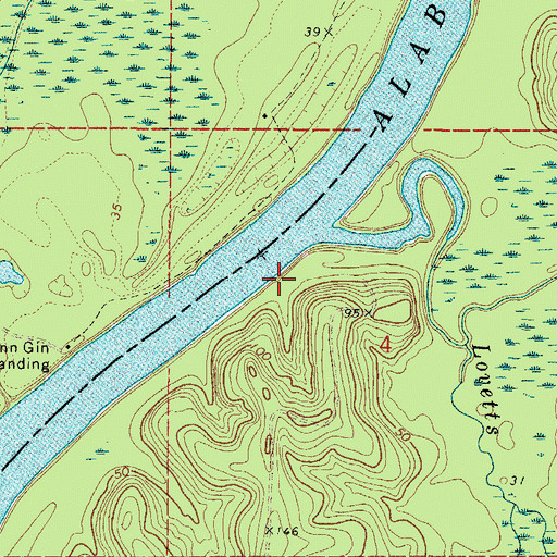 Topographic Map of Bowdens Landing (historical), AL