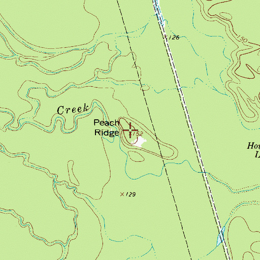 Topographic Map of Peach Ridge, TX