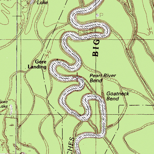 Topographic Map of Pearl River Bend, TX