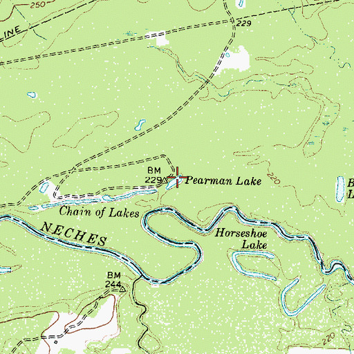Topographic Map of Pearman Lake, TX