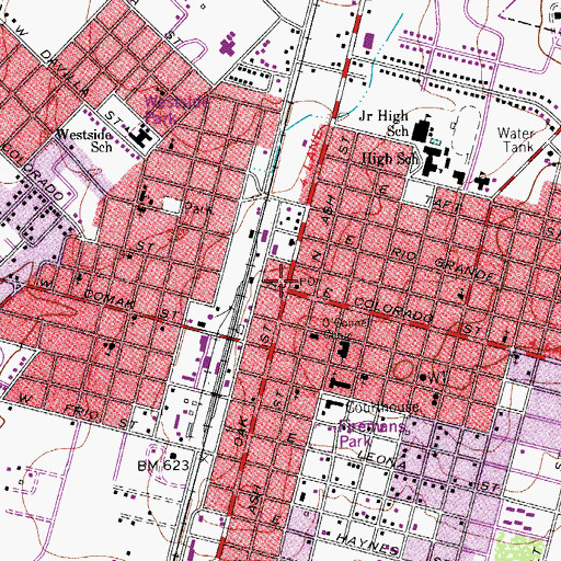 Topographic Map of Pearsall, TX