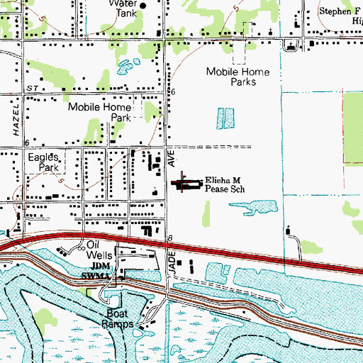 Topographic Map of Pease School, TX