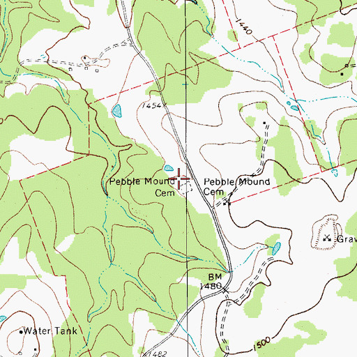 Topographic Map of Pebble Mound Cemetery, TX