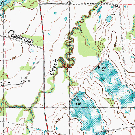 Topographic Map of Pecan Branch, TX