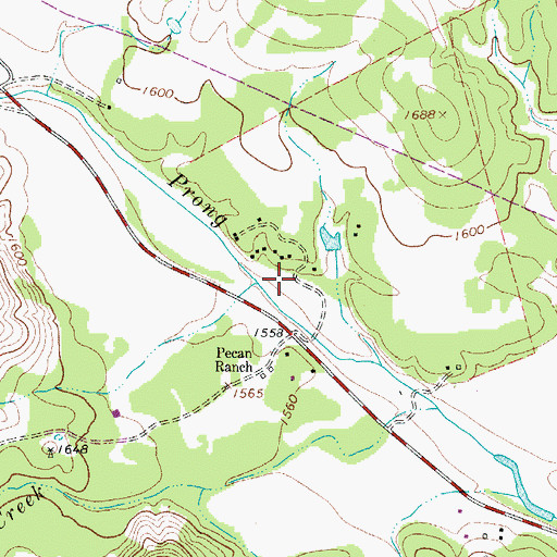 Topographic Map of Pecan Creek, TX