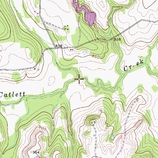 Topographic Map of Pecan Creek, TX
