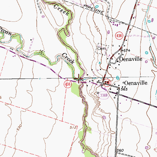 Topographic Map of Pecan Creek, TX