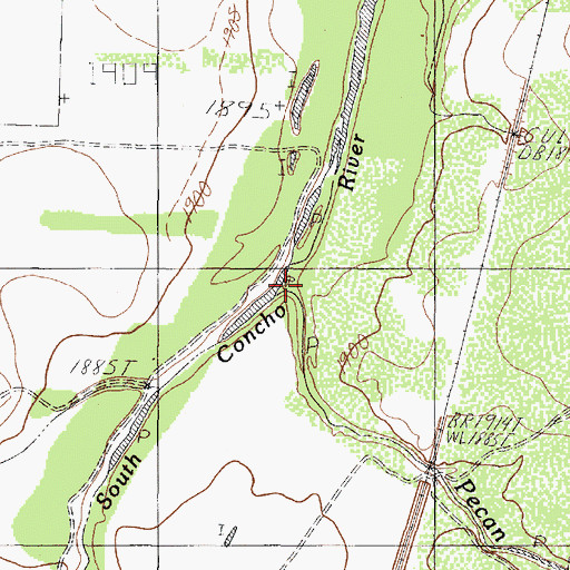 Topographic Map of Pecan Creek, TX