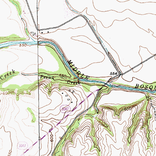 Topographic Map of Pecan Creek, TX