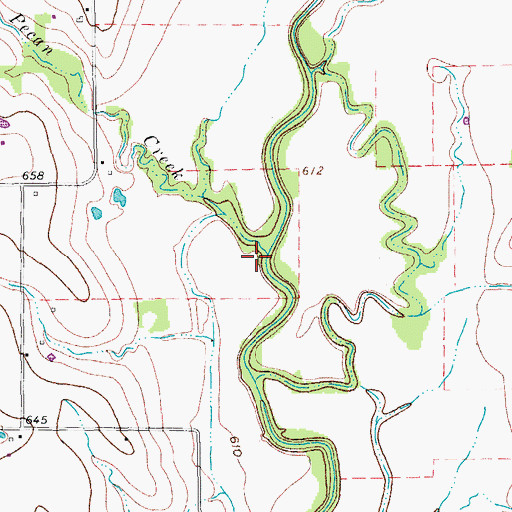 Topographic Map of Pecan Creek, TX