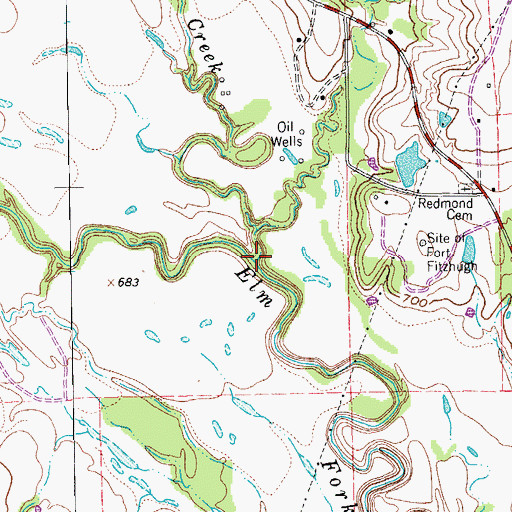 Topographic Map of Pecan Creek, TX