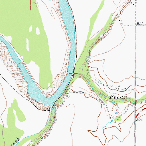 Topographic Map of Pecan Creek, TX