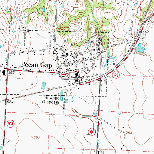 Topographic Map of Pecan Gap, TX