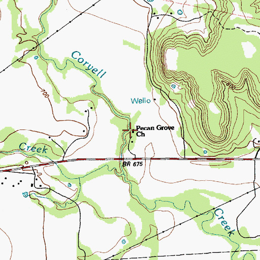 Topographic Map of Pecan Grove Church, TX