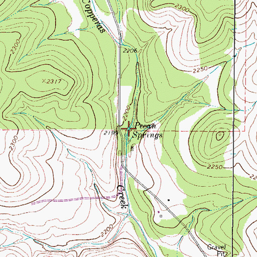 Topographic Map of Pecan Springs, TX