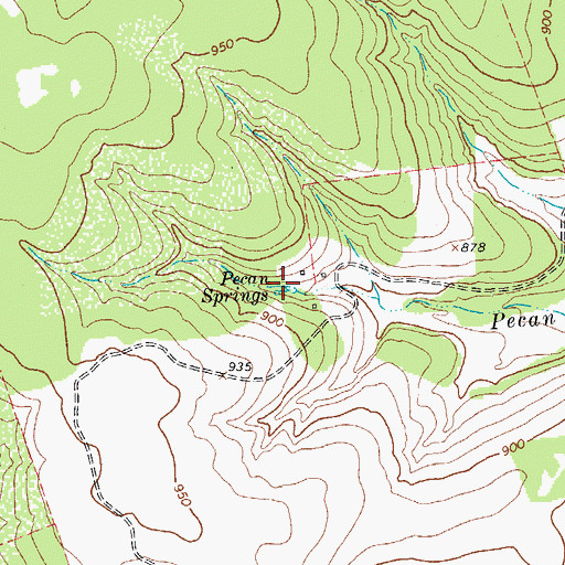 Topographic Map of Pecan Springs, TX