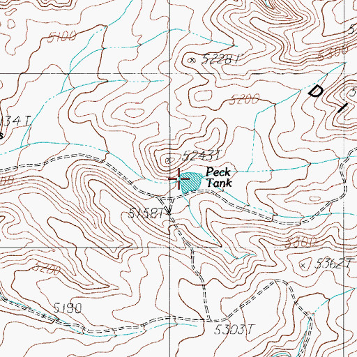 Topographic Map of Peck Tank, TX