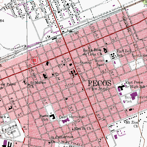 Topographic Map of Pecos, TX